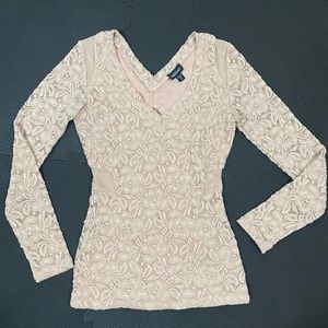 BEBE Light Pink Lace Long Sleeve